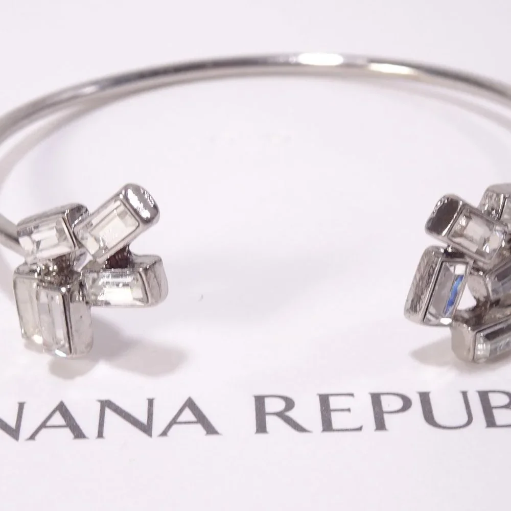 Banana Republic Crystal Baguette Ice Princess Cuff Bracelet NWT 45 - Picture 2 of 15